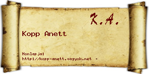 Kopp Anett névjegykártya