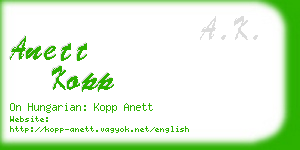 anett kopp business card